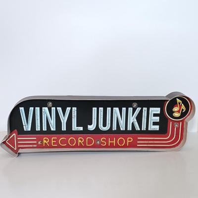 LOT 157B: Vinyl Junkie Sign w/ Books on Record Collecting