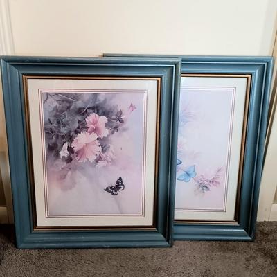 LOT 169B: Vintage Butterfly Prints, Wood Candle Holders, Stained Glass Wall Brackets & More