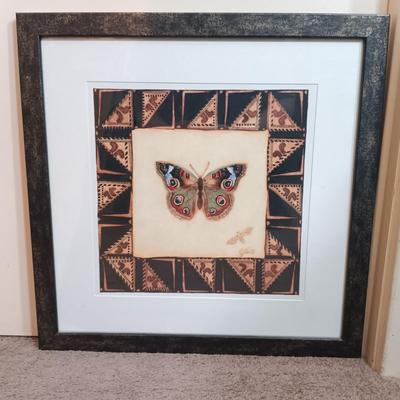 LOT 169B: Vintage Butterfly Prints, Wood Candle Holders, Stained Glass Wall Brackets & More
