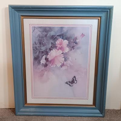 LOT 169B: Vintage Butterfly Prints, Wood Candle Holders, Stained Glass Wall Brackets & More