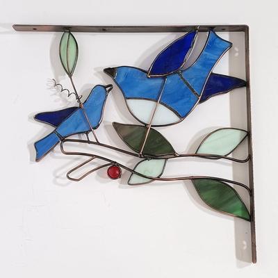 LOT 169B: Vintage Butterfly Prints, Wood Candle Holders, Stained Glass Wall Brackets & More