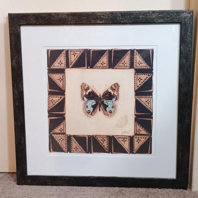 LOT 169B: Vintage Butterfly Prints, Wood Candle Holders, Stained Glass Wall Brackets & More