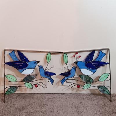 LOT 169B: Vintage Butterfly Prints, Wood Candle Holders, Stained Glass Wall Brackets & More