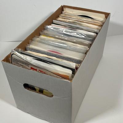 LOT 192B: Box of 45s Singles (Dozens of Vinyl Records) - Beatles and Much More