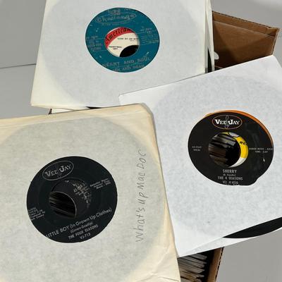LOT 192B: Box of 45s Singles (Dozens of Vinyl Records) - Beatles and Much More