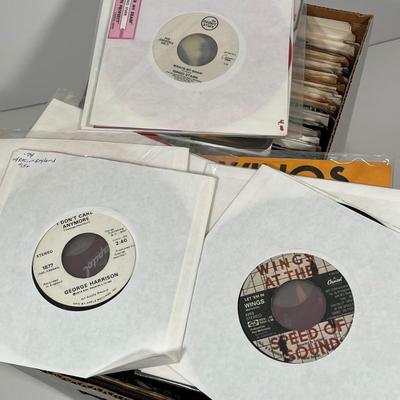 LOT 192B: Box of 45s Singles (Dozens of Vinyl Records) - Beatles and Much More