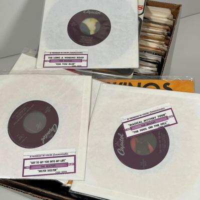 LOT 192B: Box of 45s Singles (Dozens of Vinyl Records) - Beatles and Much More