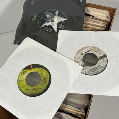 LOT 192B: Box of 45s Singles (Dozens of Vinyl Records) - Beatles and Much More