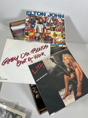 LOT 193B: Box of 45s Singles (Dozens of Vinyl Records) - Sealed Bob Dylan Set and More