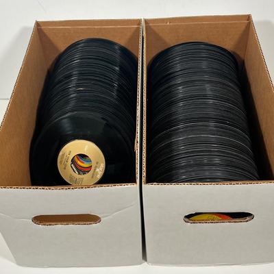 LOT 194B: Two Boxes of 45s Singles (Dozens of Vinyl Records - No Sleeves