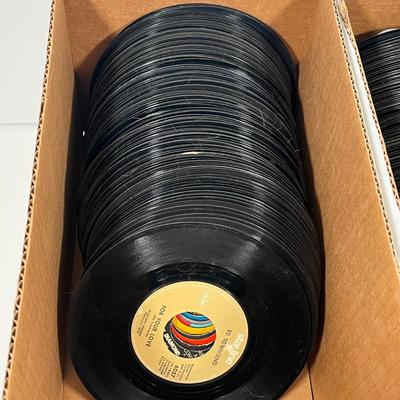 LOT 194B: Two Boxes of 45s Singles (Dozens of Vinyl Records - No Sleeves