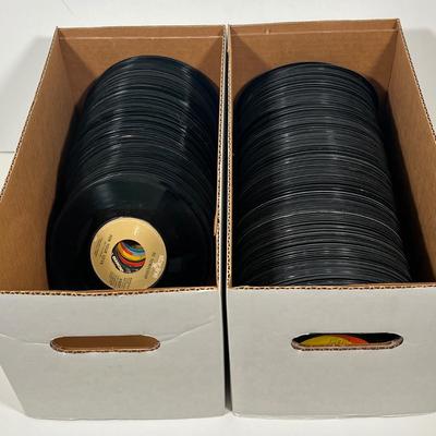 LOT 194B: Two Boxes of 45s Singles (Dozens of Vinyl Records - No Sleeves