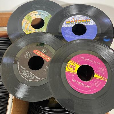 LOT 195B: Two Boxes of 45s Singles (Dozens of Vinyl Records - No Sleeves