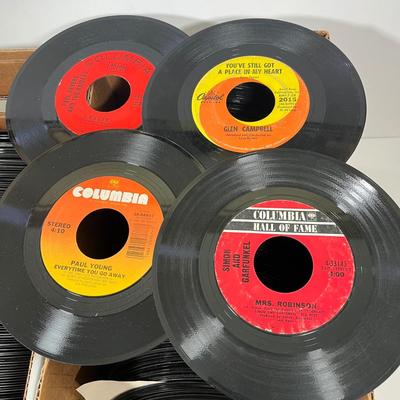 LOT 195B: Two Boxes of 45s Singles (Dozens of Vinyl Records - No Sleeves