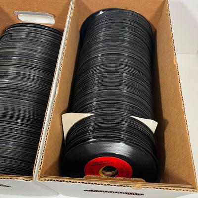 LOT 195B: Two Boxes of 45s Singles (Dozens of Vinyl Records - No Sleeves