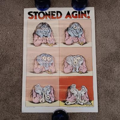 LOT 208B: The R. Crumb Coffee Table Art Book w/ 1971 Stoned Agin! Poster & 1993 Mr. Natural Vinyl Toy
