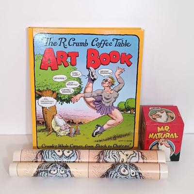 LOT 208B: The R. Crumb Coffee Table Art Book w/ 1971 Stoned Agin! Poster & 1993 Mr. Natural Vinyl Toy