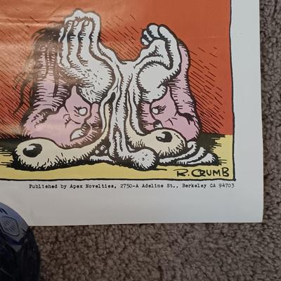 LOT 208B: The R. Crumb Coffee Table Art Book w/ 1971 Stoned Agin! Poster & 1993 Mr. Natural Vinyl Toy