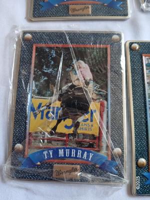 Wrangler Tin with Embossed metal rodeo collector cards