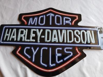 Two tin Collectable Harley Davidson Signs #1 Harley Davidson and Harley emblem Sign