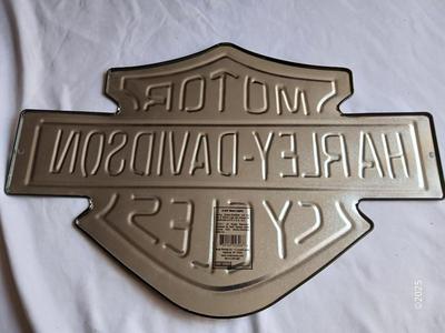 Two tin Collectable Harley Davidson Signs #1 Harley Davidson and Harley emblem Sign