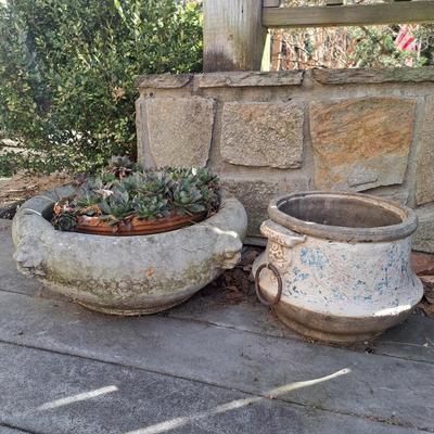 Collection of Concrete Planters & Hens + Chicks! (FD-SD)