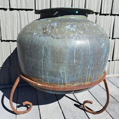 Large Aged Copper Planter & Stand (FD-SD)