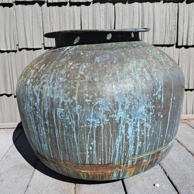 Large Aged Copper Planter & Stand (FD-SD)