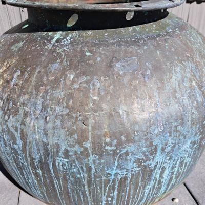 Large Aged Copper Planter & Stand (FD-SD)