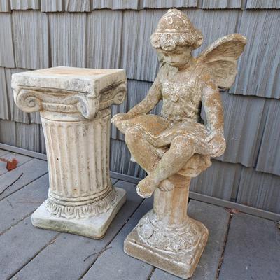 Concrete "Reading Fairy" and Corinthian Pedestal (FD-SD)