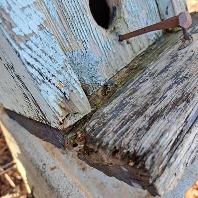 Two Rustic Folksy Wooden Birdhouses on Stands (BD-SD)