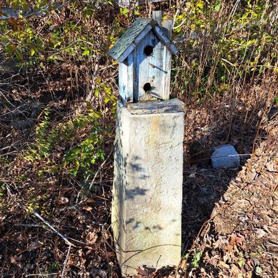Two Rustic Folksy Wooden Birdhouses on Stands (BD-SD)