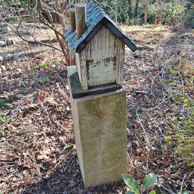 Two Rustic Folksy Wooden Birdhouses on Stands (BD-SD)