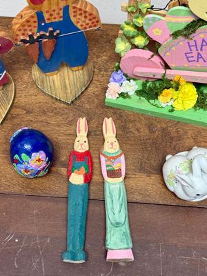 Easter Lot = Bunny Signs, Figurines, Egg