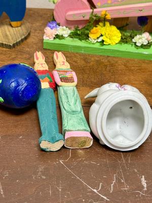 Easter Lot = Bunny Signs, Figurines, Egg