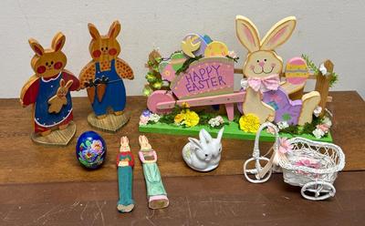 Easter Lot = Bunny Signs, Figurines, Egg