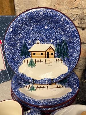 Huge Set of Holiday Mountain Lodge Dishware