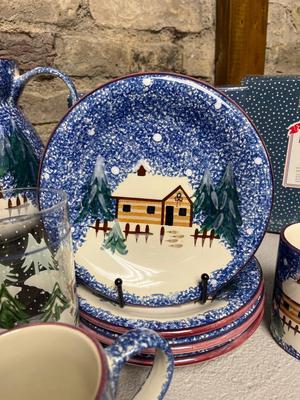 Huge Set of Holiday Mountain Lodge Dishware