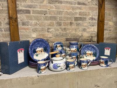 Huge Set of Holiday Mountain Lodge Dishware