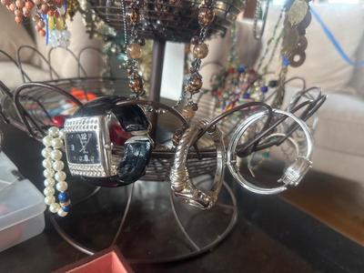 Assorted jewelry on rack