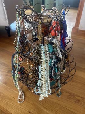 Assorted jewelry on rack