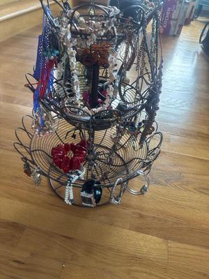 Assorted jewelry on rack