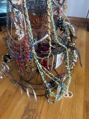 Assorted jewelry on rack