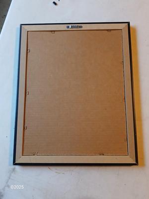 2002 Photo File - John Elway #7 framed picture with Running back Gary #22 Denver Post hat pin