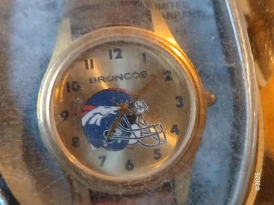 Broncos sports watch - ticket stubs - Gameday magazine - and team playing cards