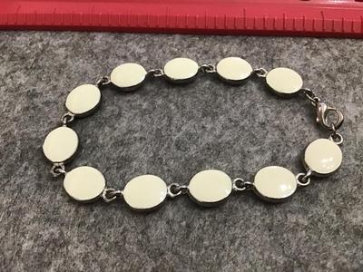 DoubleSidedBlack and Cream Enamel Bracelet