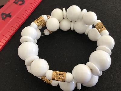 Vintage White Bead Gold Filagree