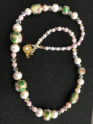 Cloisonné Crystal Baby Pink Necklace