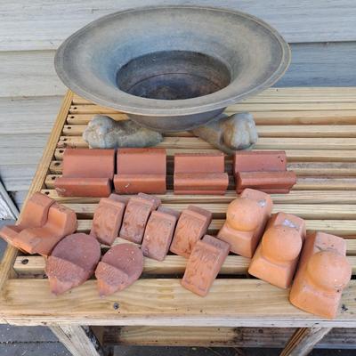Copper Spittoon Planter & Terra Cotta Planter Risers (BD-SD)