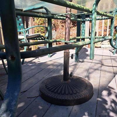 Glass & Green Outdoor Patio Table and Chairs Set (BD-SD)